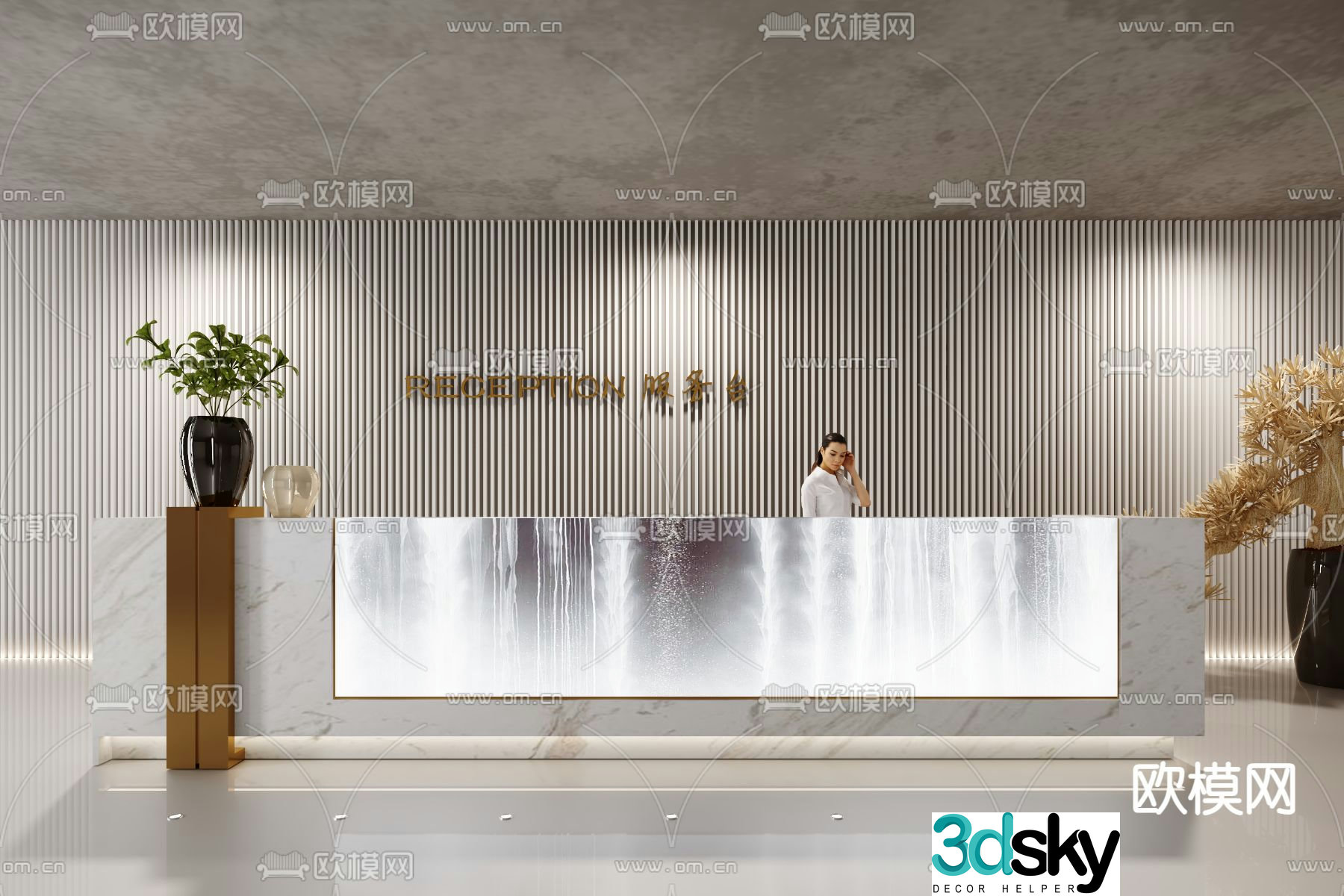 New Chinese style front desk service desk cashier 3D model
