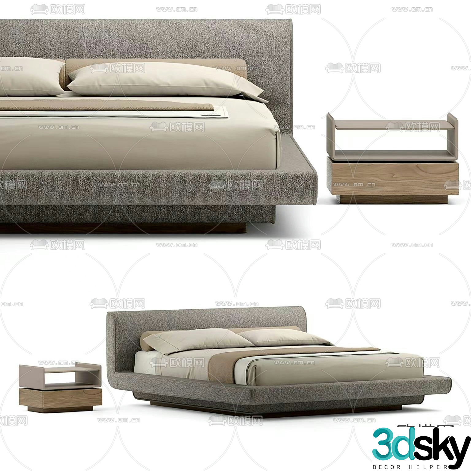 Modern double bed 3d model