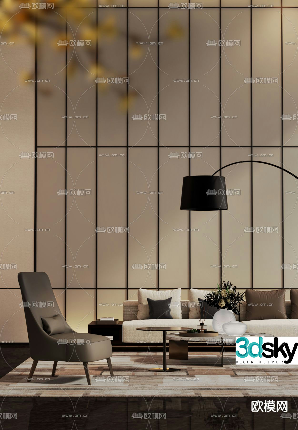 Modern sectional sofa 3d model