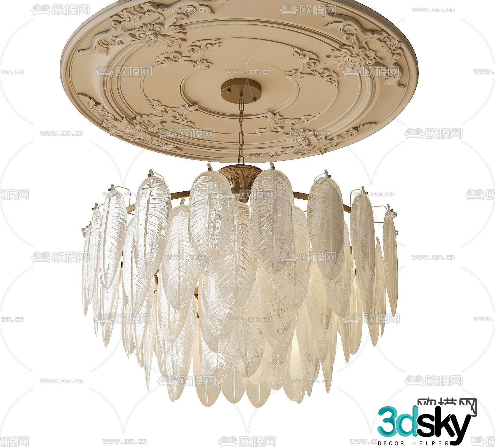 French chandelier crystal lamp 3d model