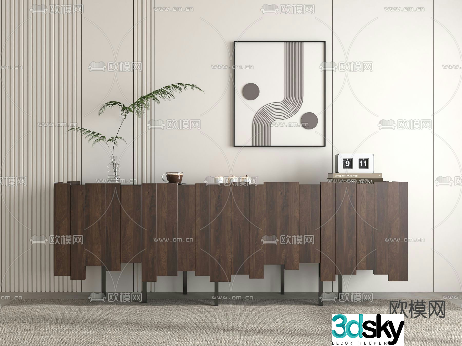 Medieval style entrance cabinet side view cabinet side cabinet 3D model