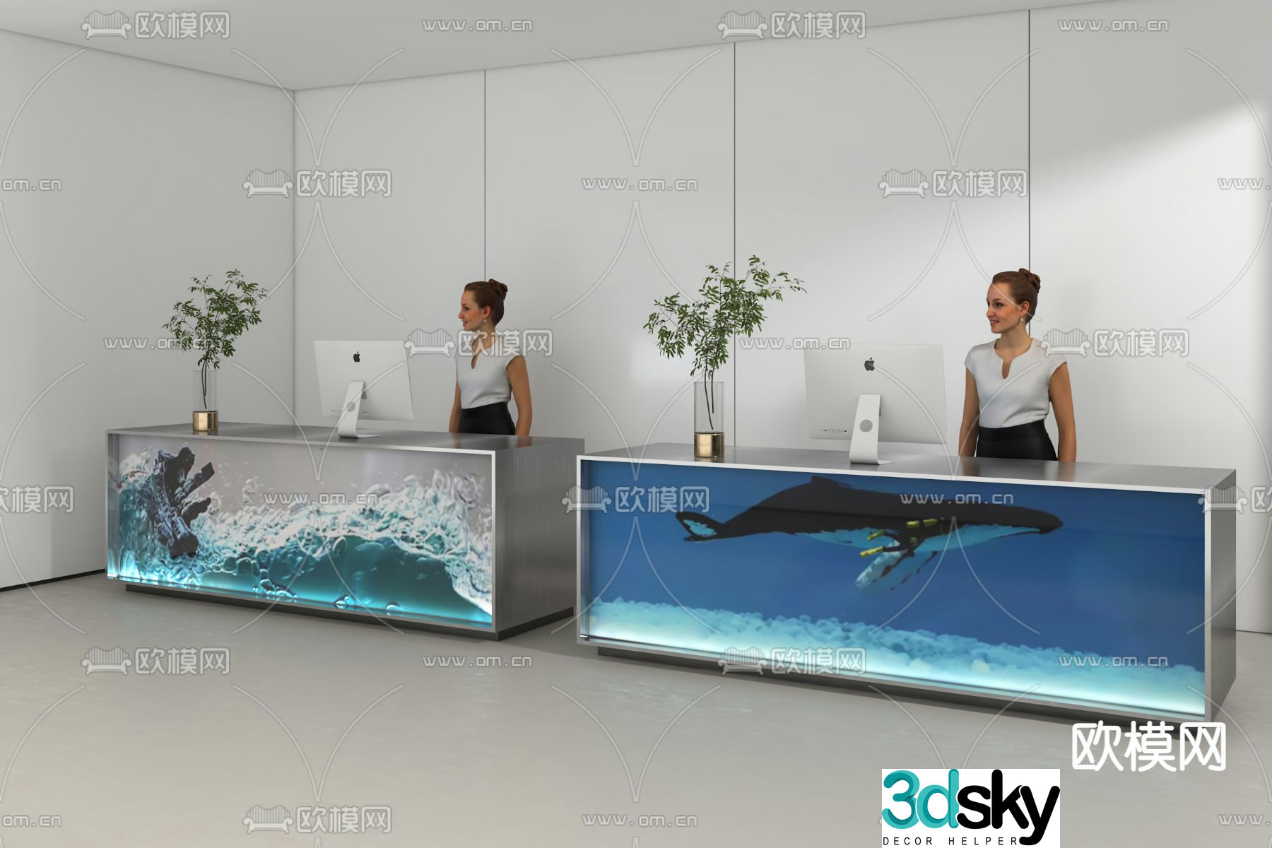 Modern reception desk artistic reception 3d model