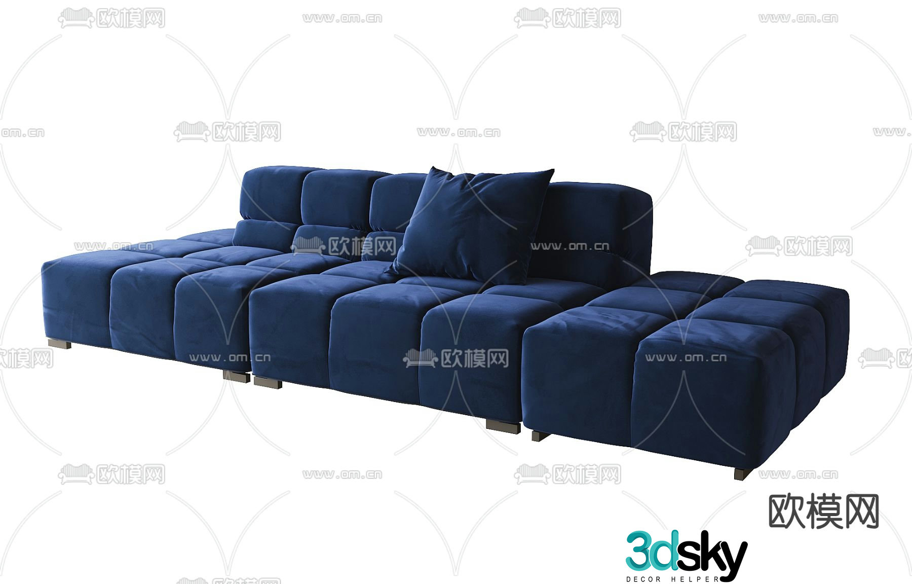 Three seater sofa upholstered sofa 3d model