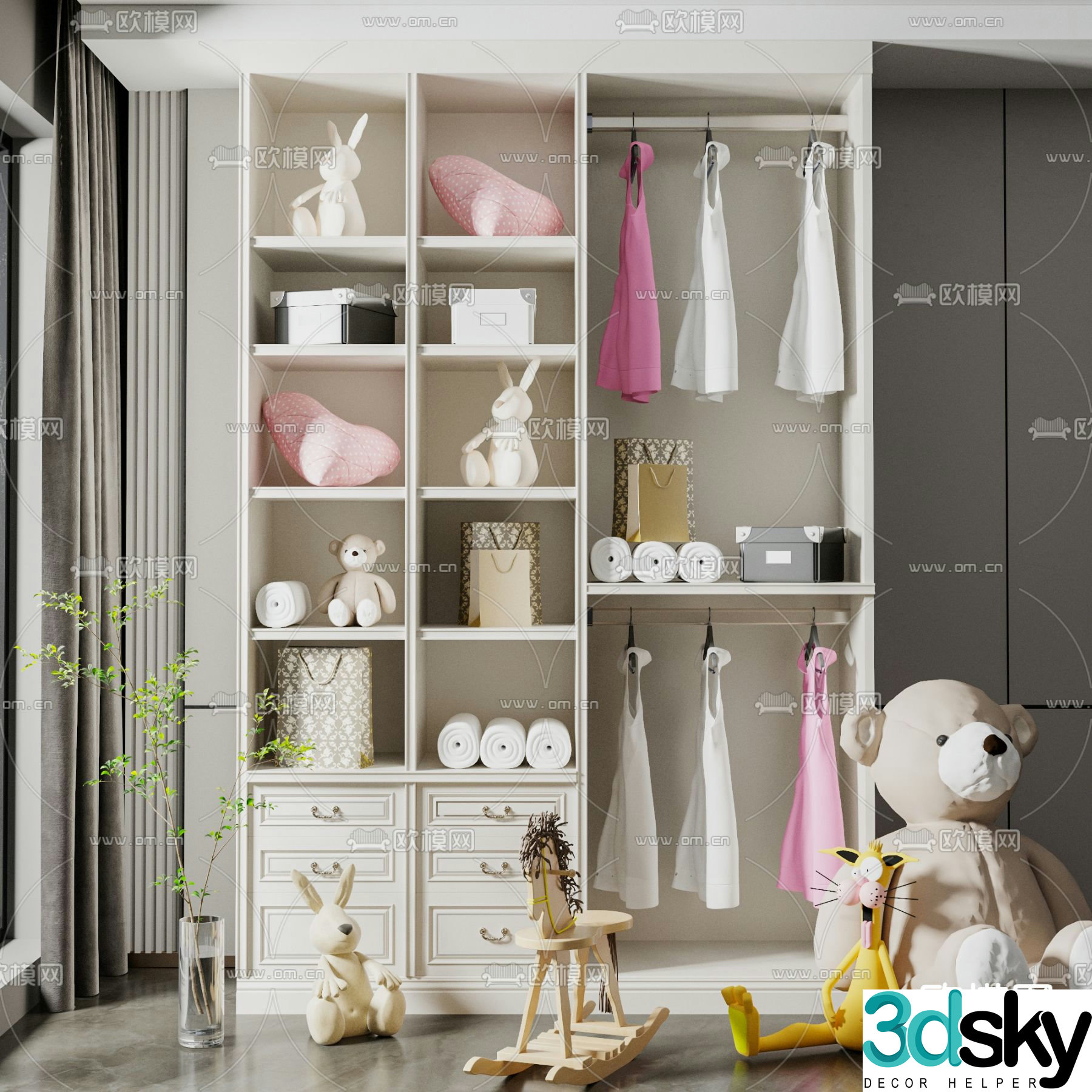 Modern wardrobe children’s room wardrobe 3d model