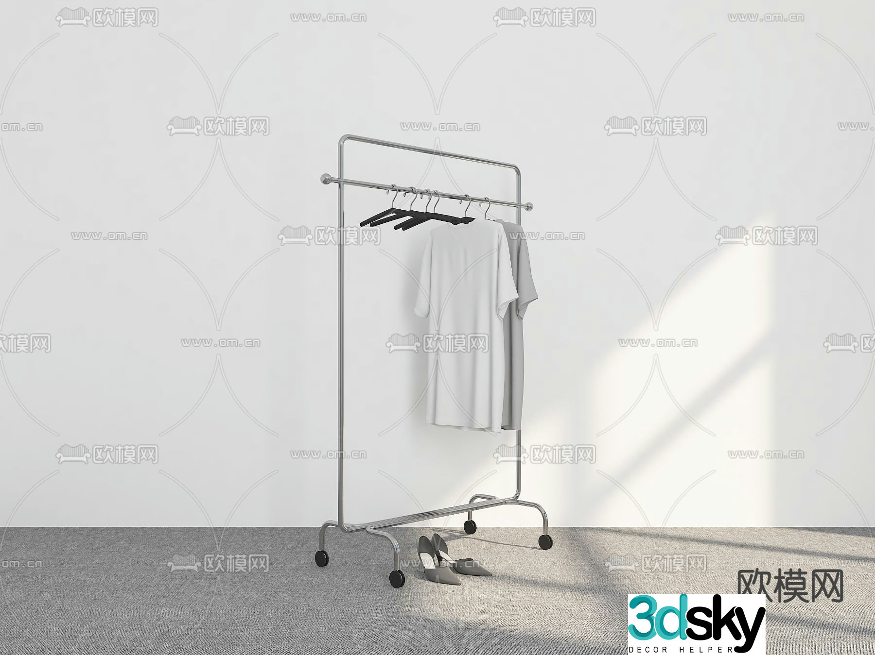 Modern movable clothes hanger 3d model