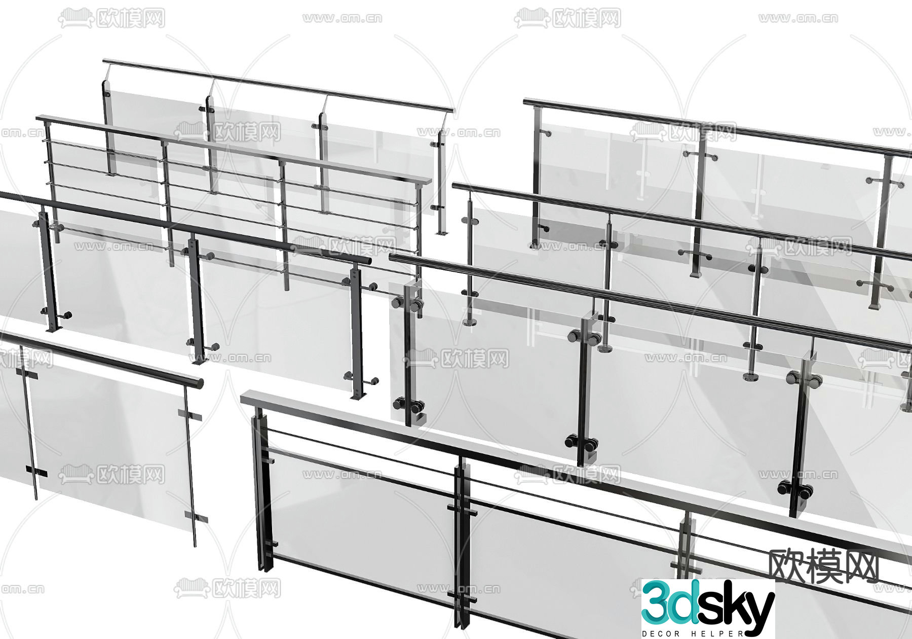 Glass Rail Guardrail Fence 3d Model