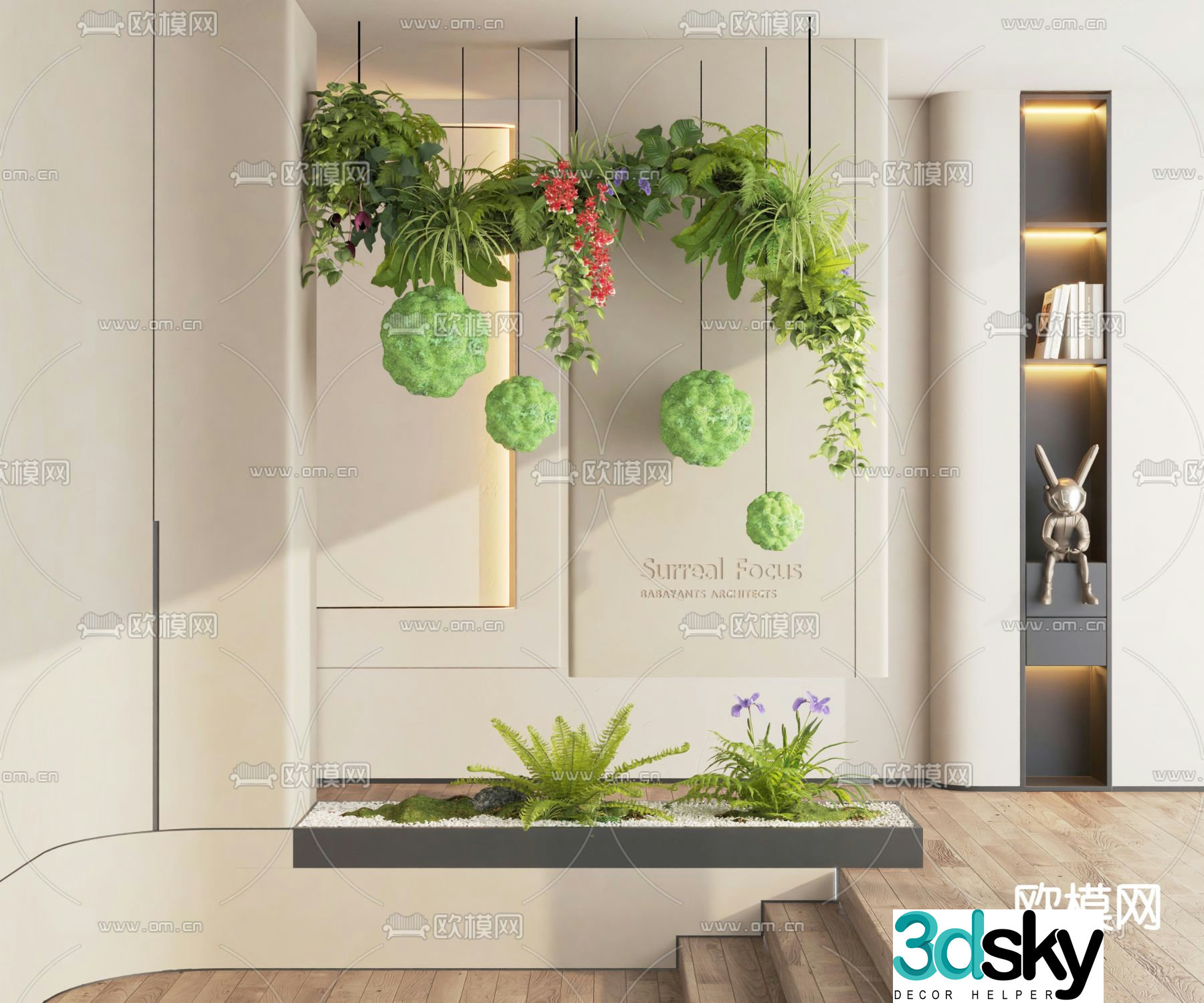 Entrance landscaping indoor landscape 3d model