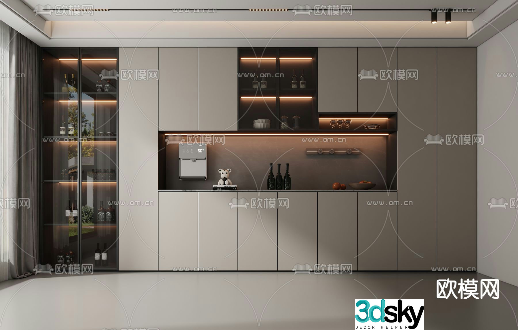 Modern wine cabinet glass cabinet 3d model