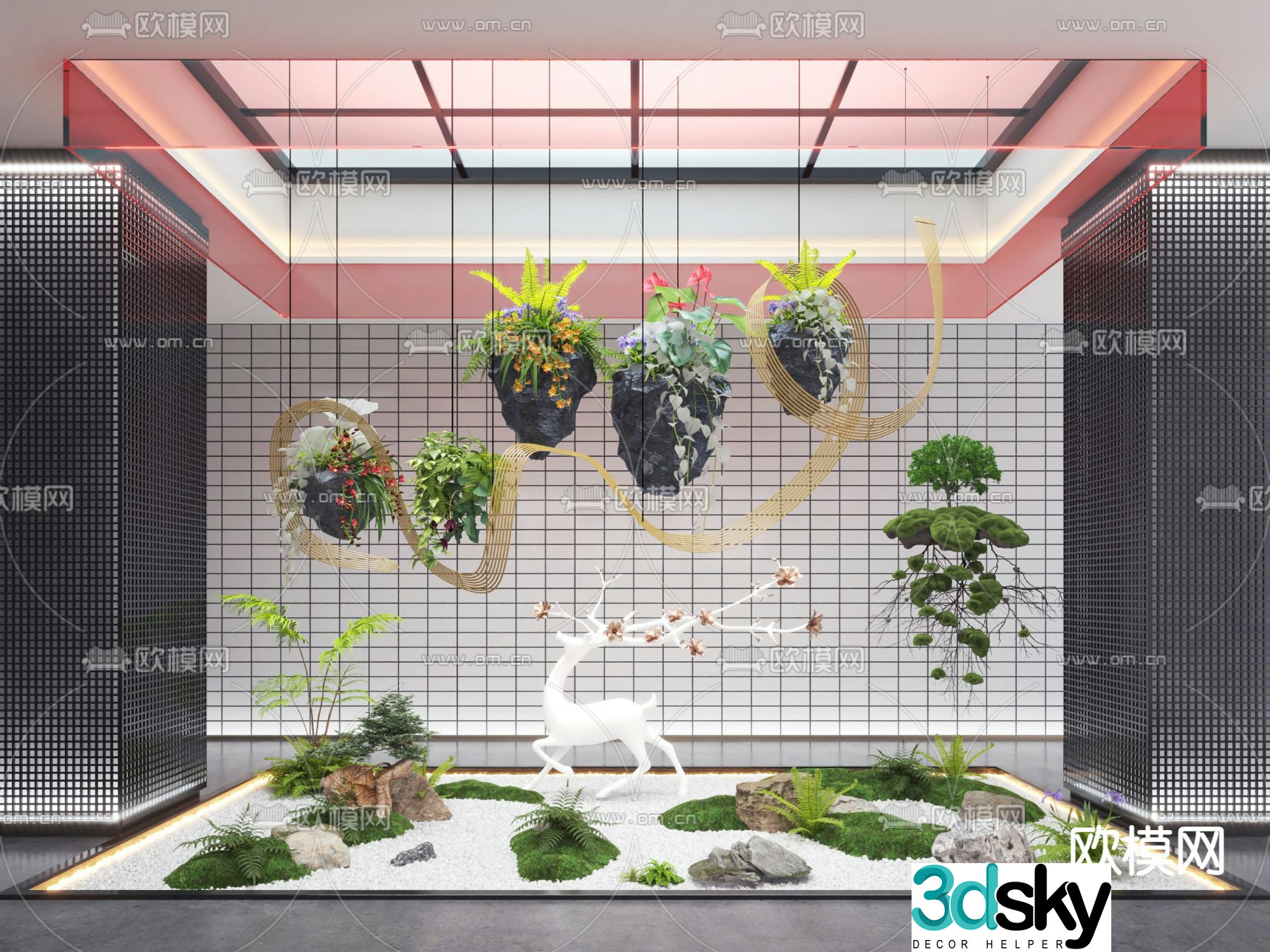 Landscape sketch indoor landscaping hanging tree 3d model
