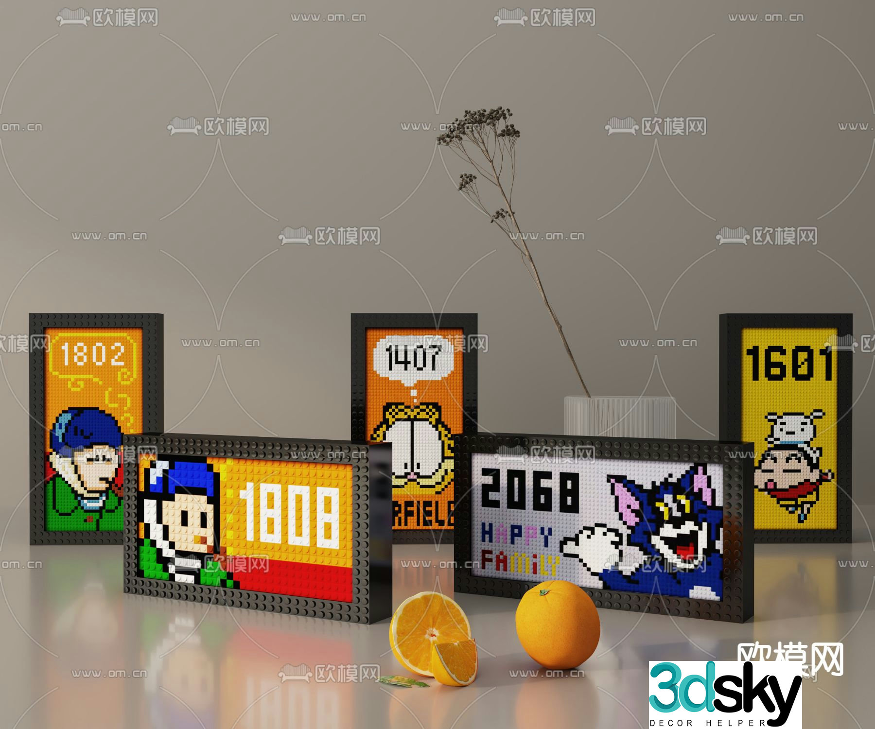 Cartoon building blocks toy ornaments 3d model
