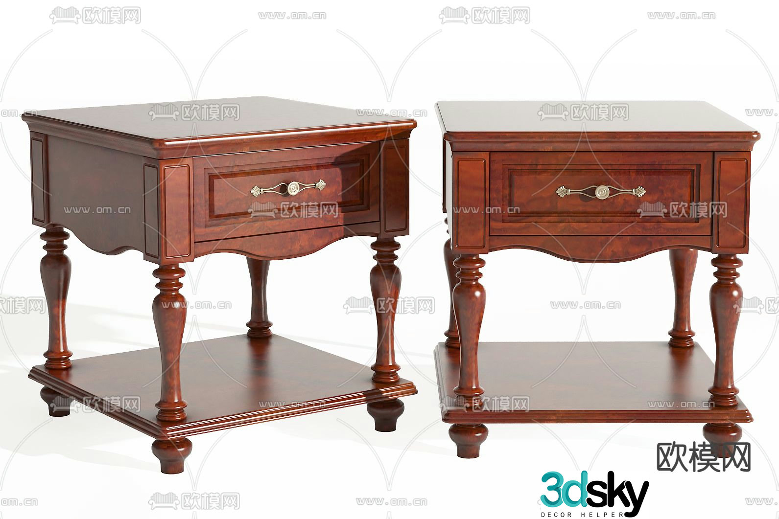 American bedside table 3d model