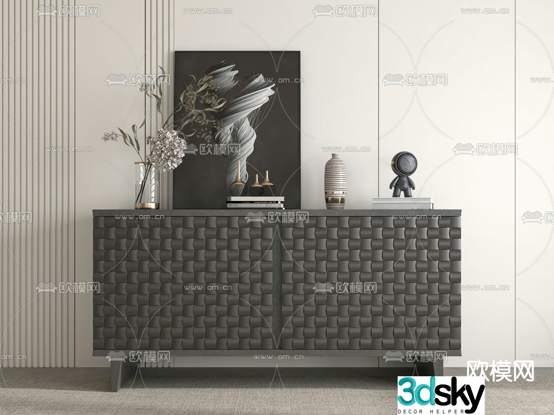Modern entrance cabinet side view cabinet side cabinet 3D model