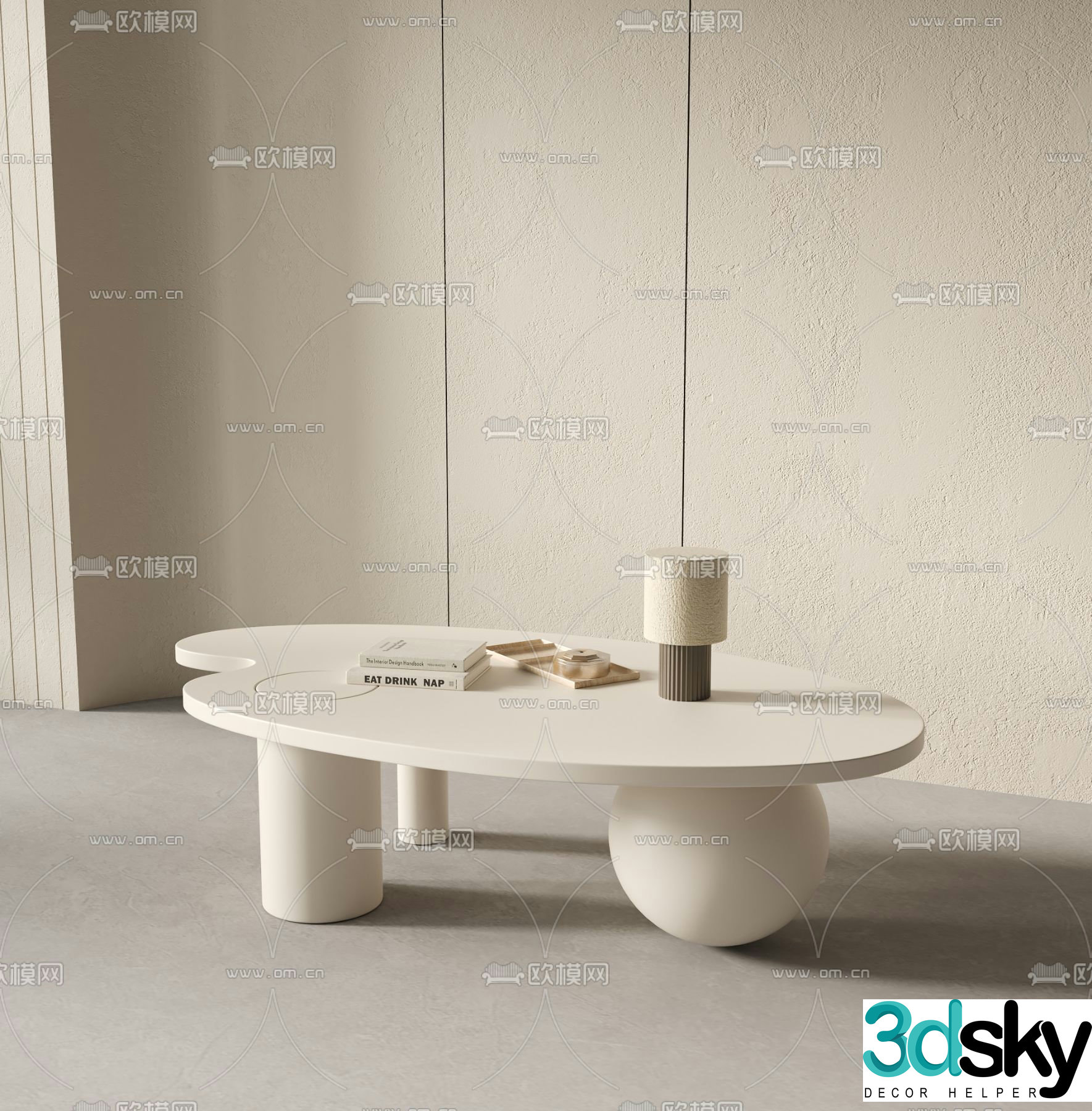 Creamy style coffee table 3d model