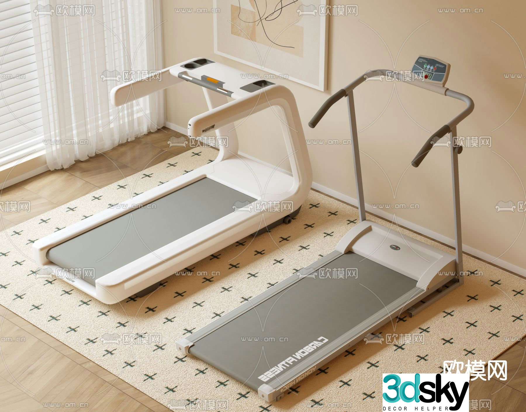 Treadmill fitness equipment sports equipment 3d model