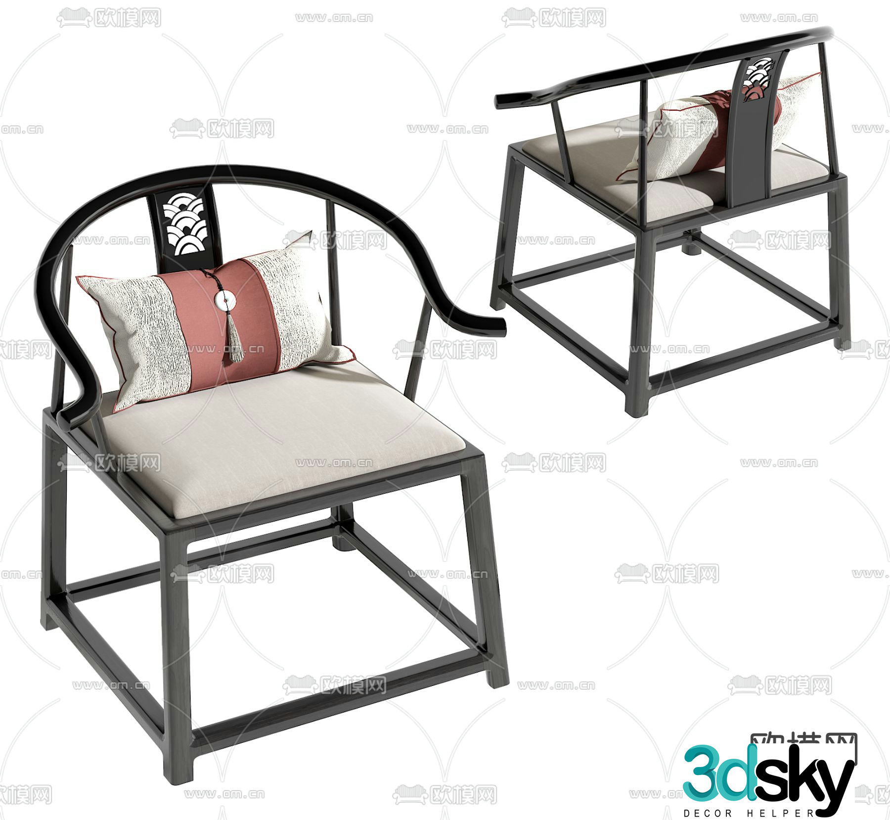 New Chinese single chair 3D model