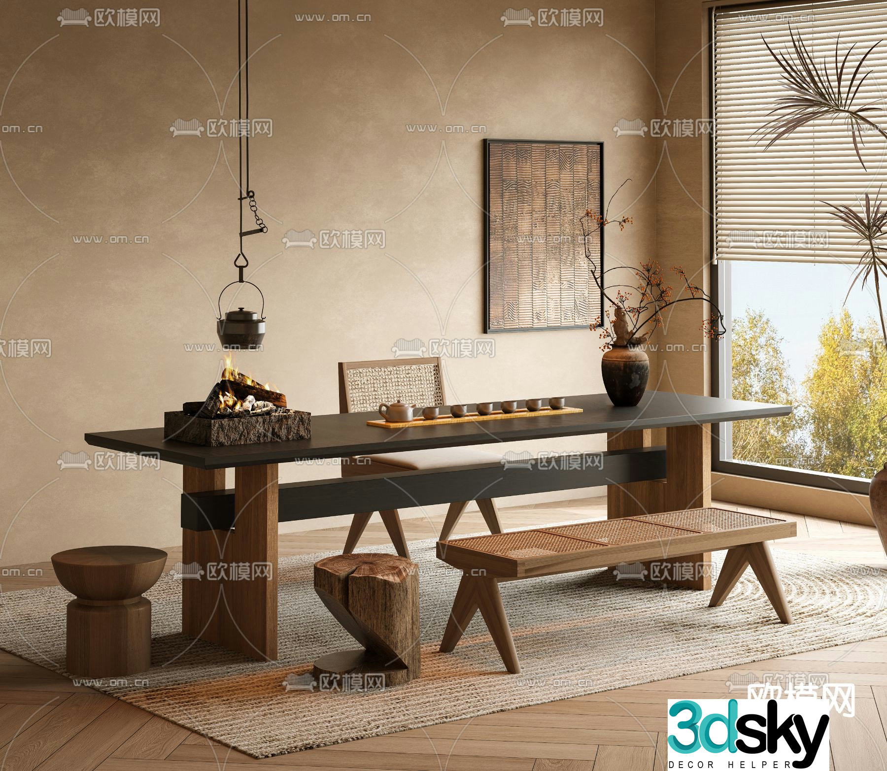 Wabi-sabi tea table tea table 3d model
