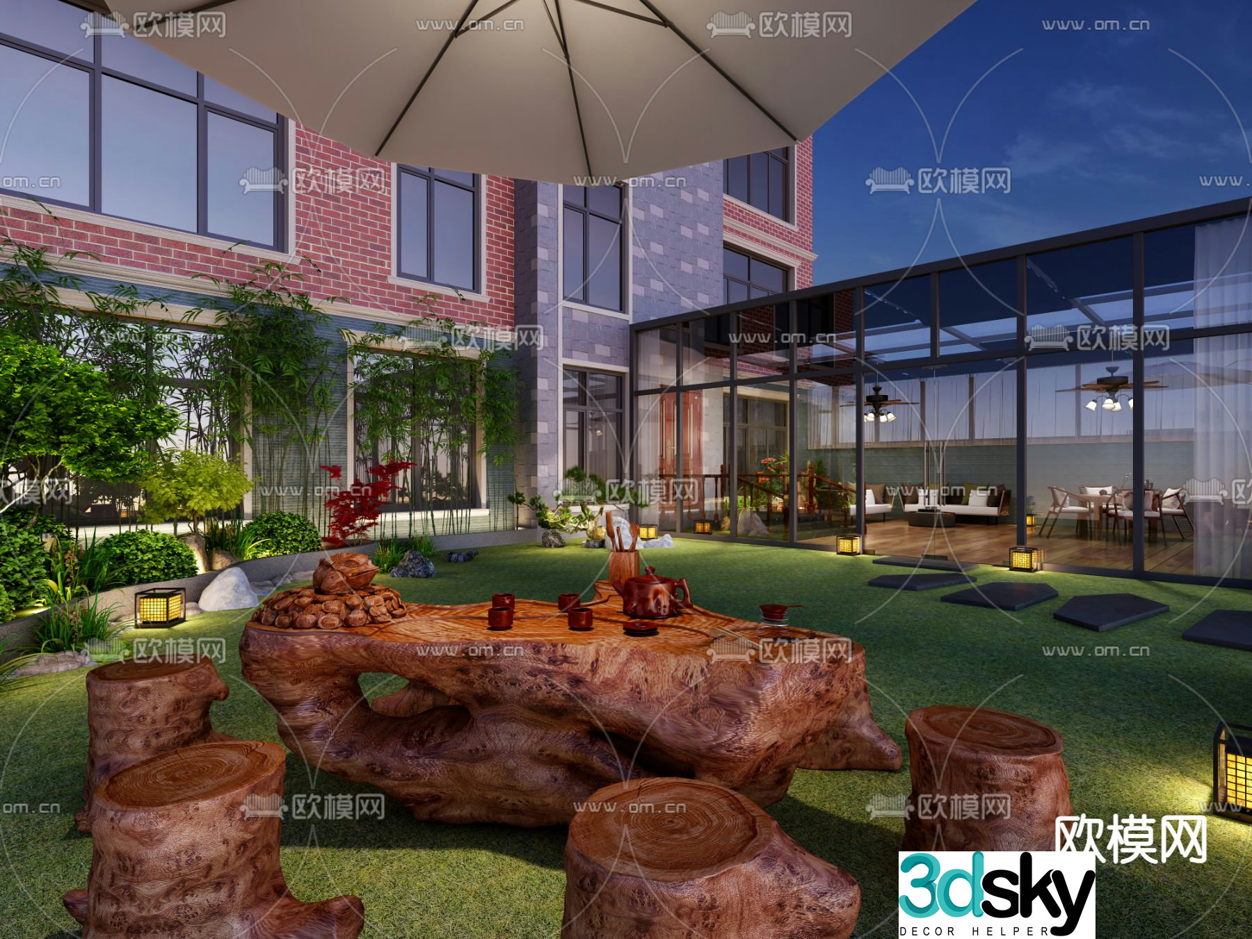 Modern courtyard landscape 3d model