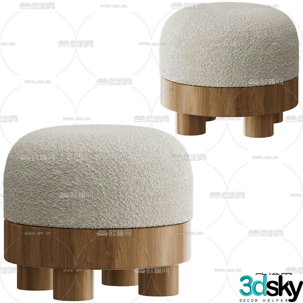Carel Woodworks stool sofa stool footrest 3d model