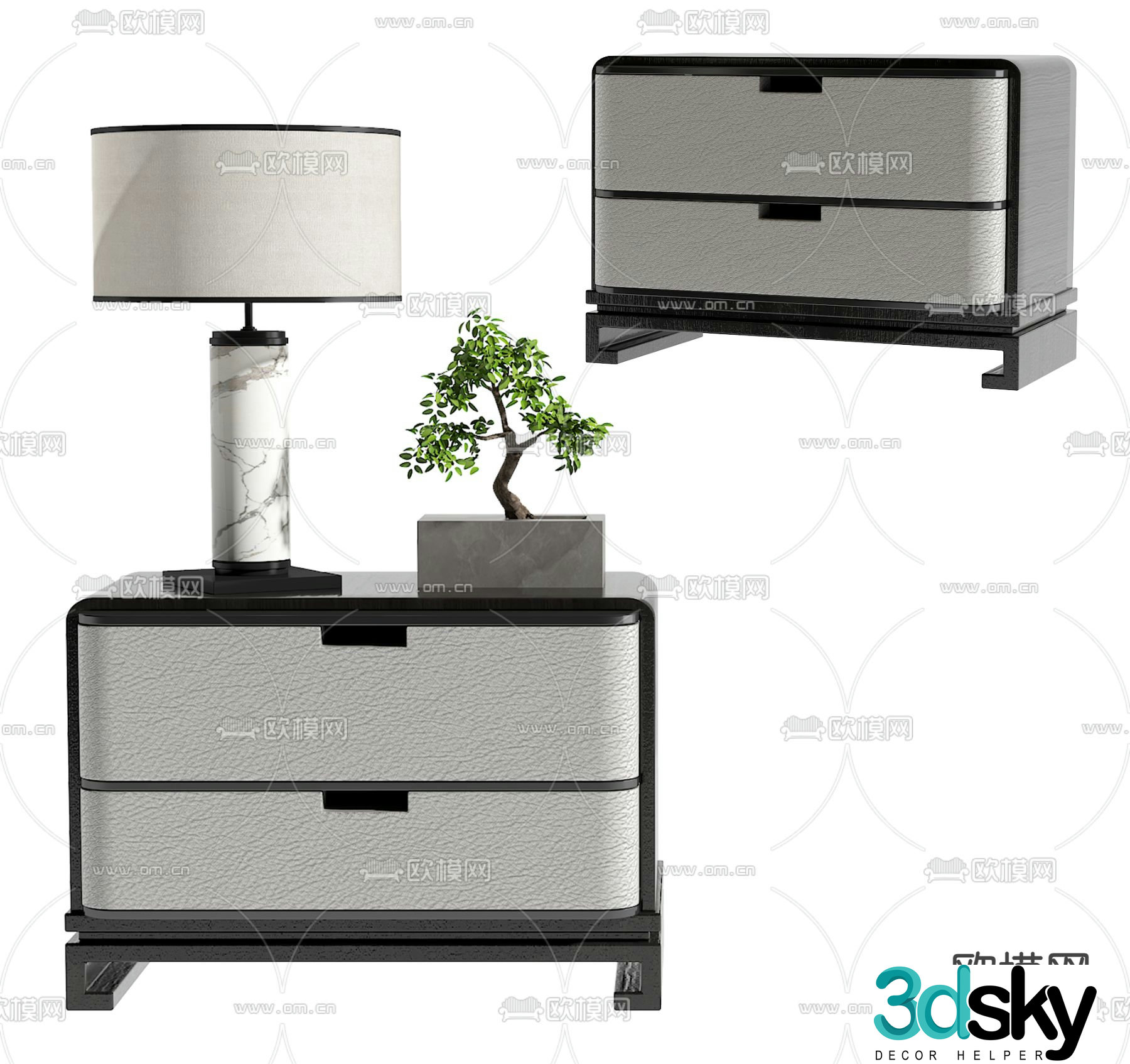 New Chinese style bedside table 3d model