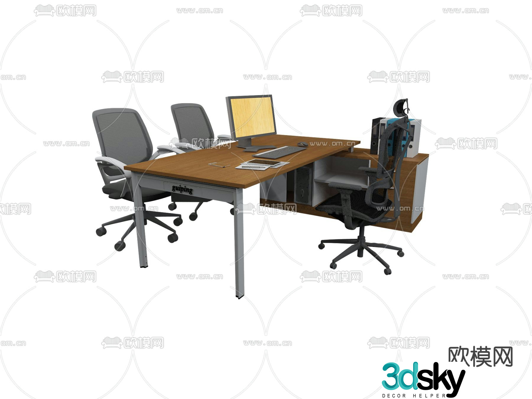 Modern office desk supervisor desk manager desk 3d model