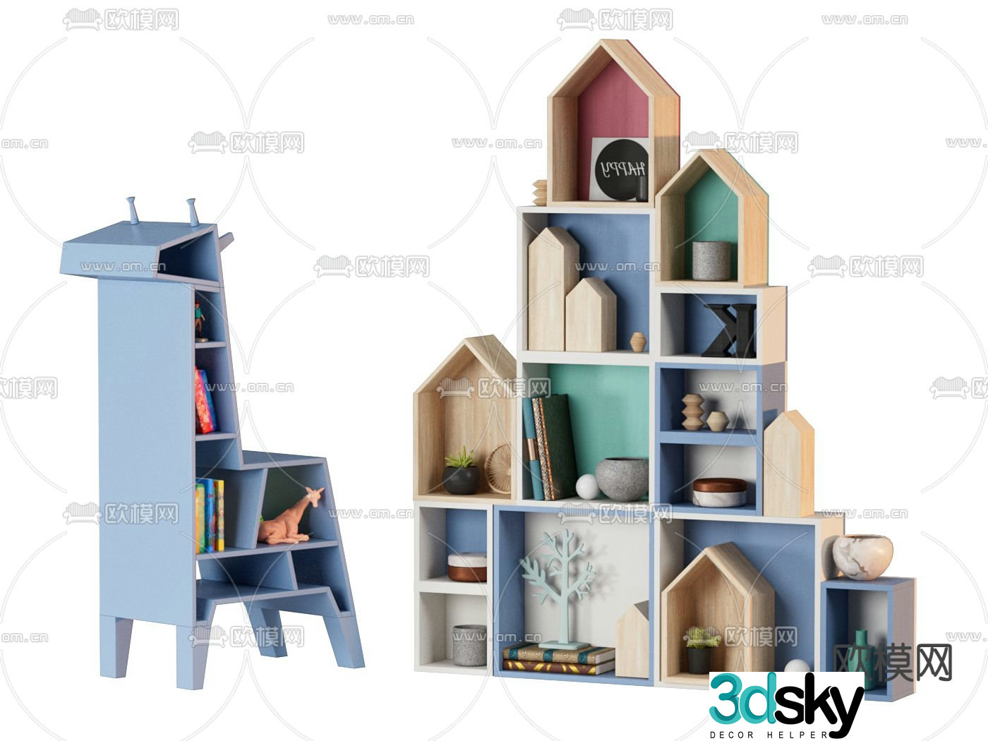 Cartoon children’s storage shelf children’s bookcase 3d model