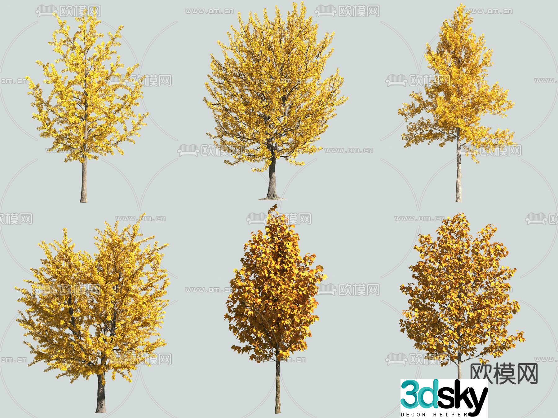 Landscape tree yellow leaf tree autumn tree 3d model
