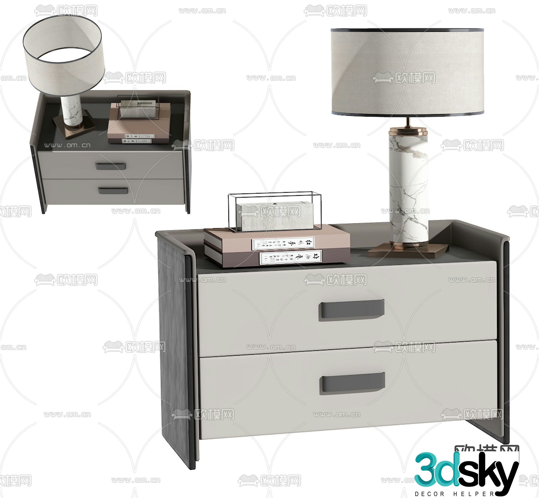 New Chinese style bedside table 3d model