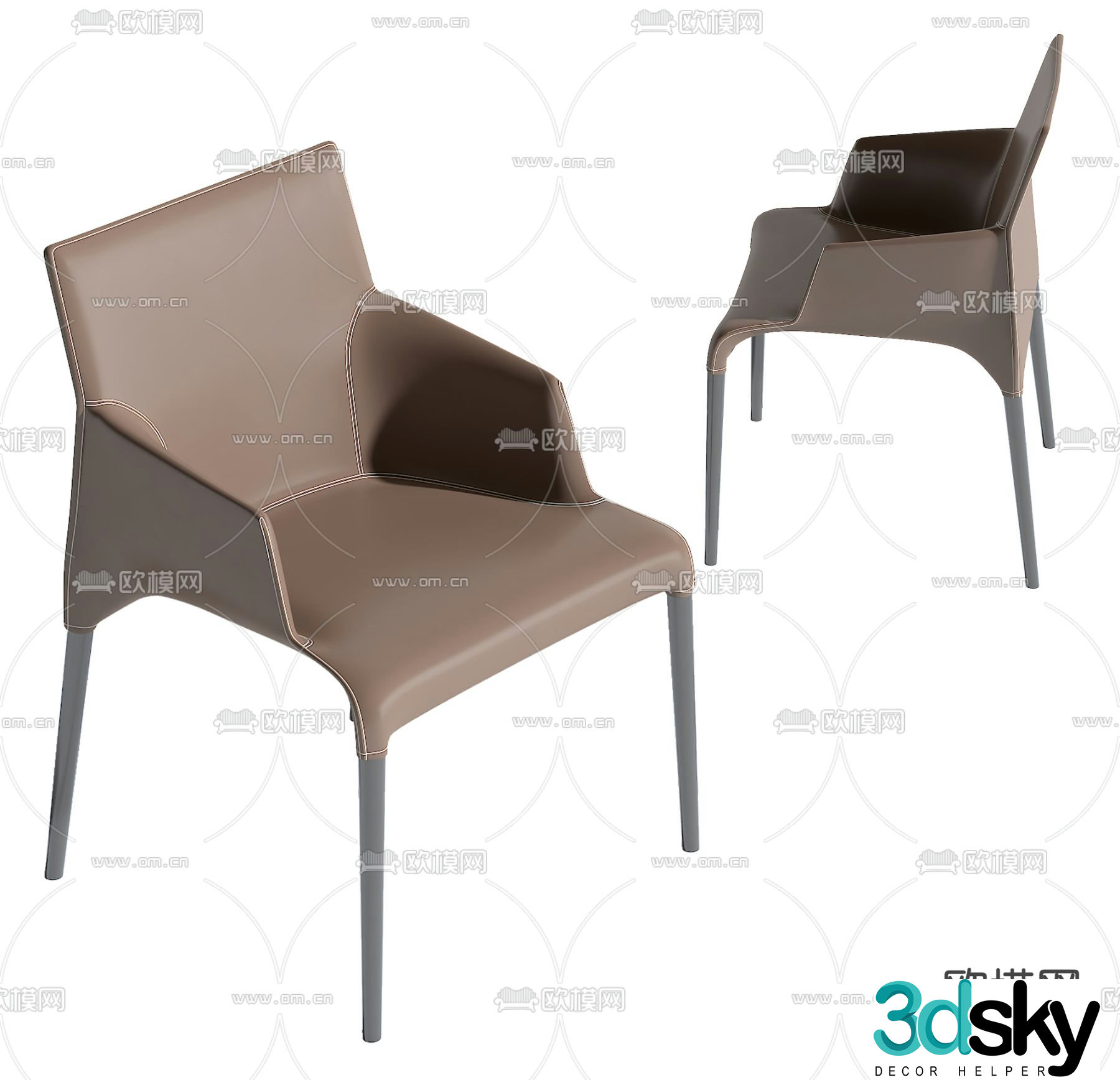 leather chair dining chair 3d model