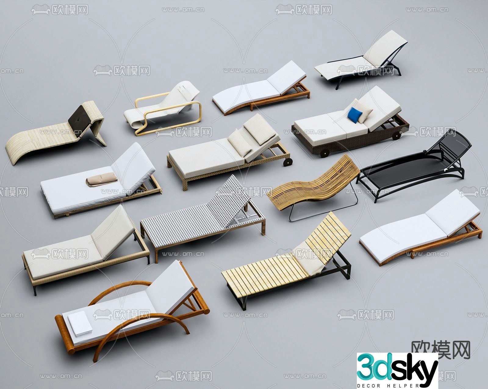 Modern beach chair outdoor lounge chair 3d model