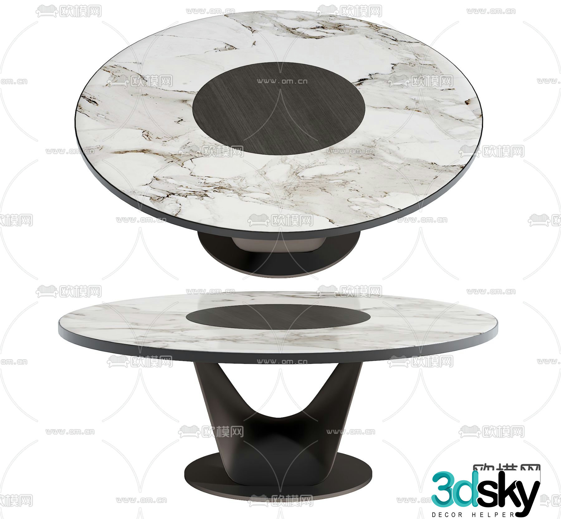 Modern dining table marble dining table round dining table 3d model