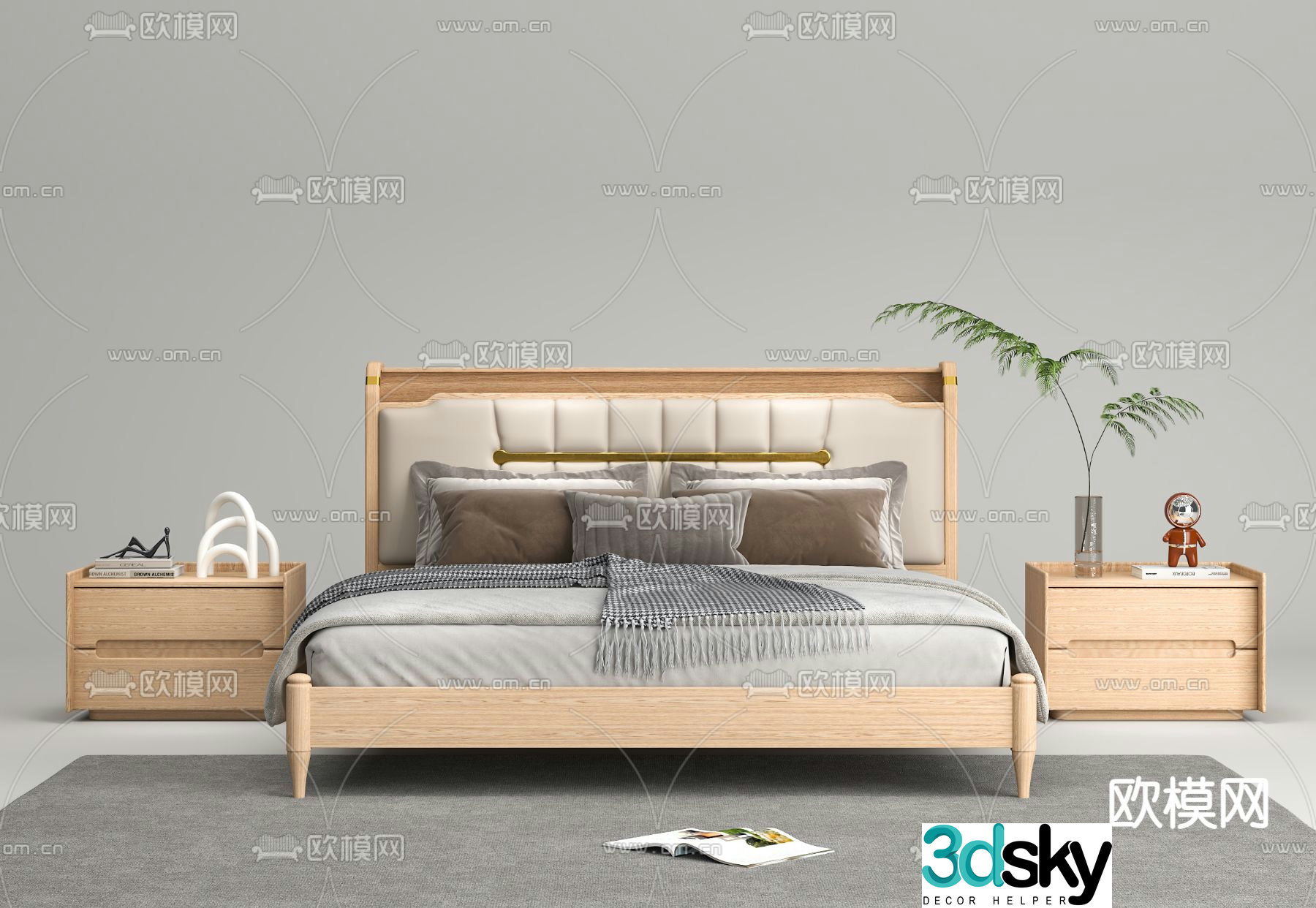 Nordic double bed 3d model