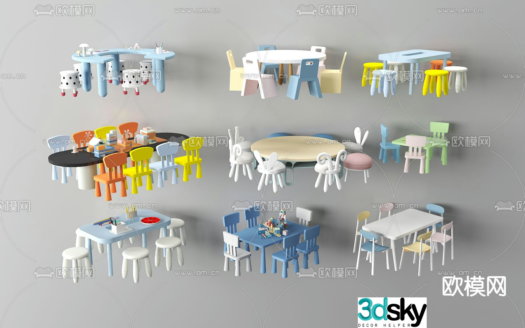 Children’s desk and chair desk 3d model