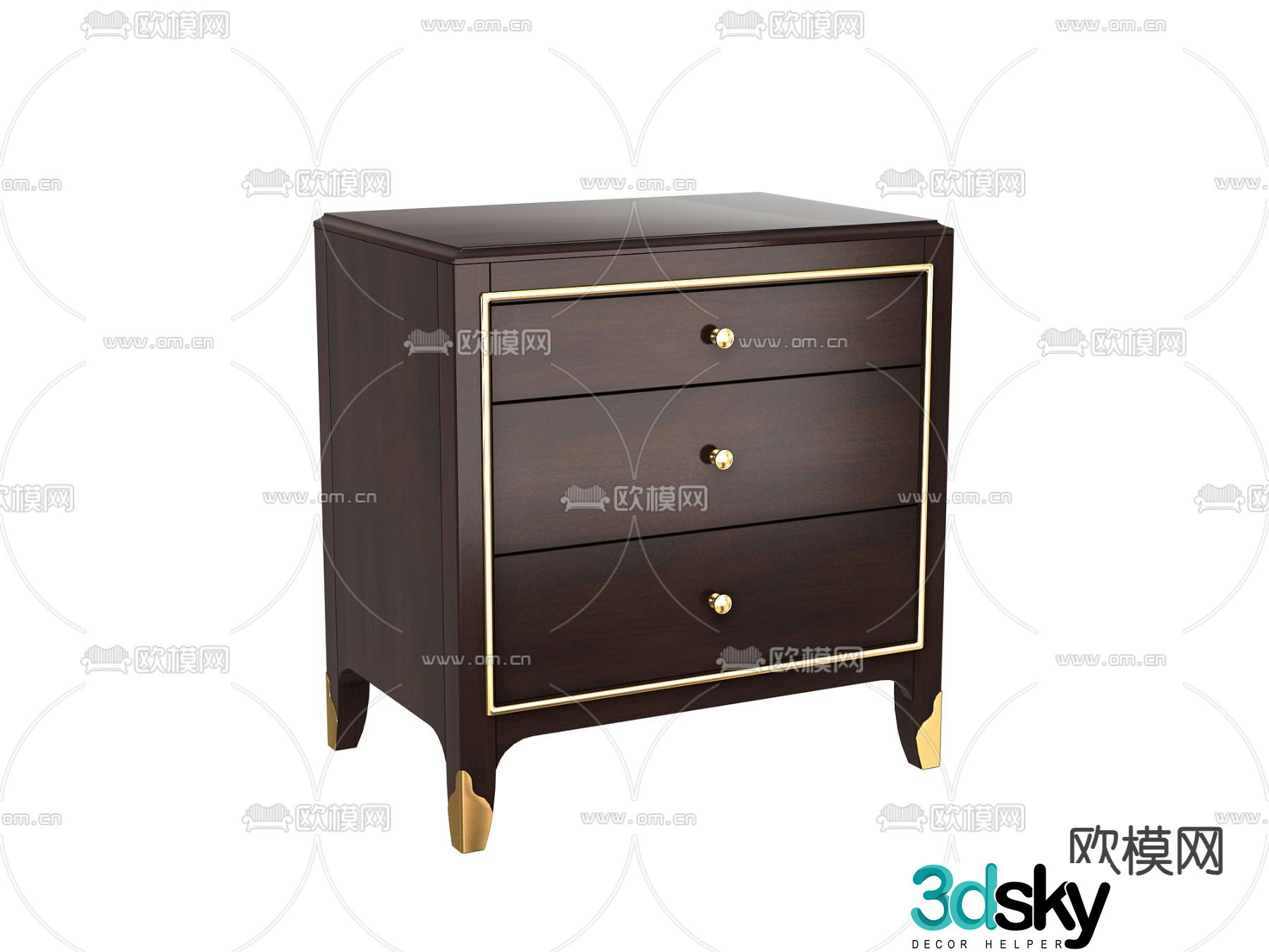 American bedside table 3d model