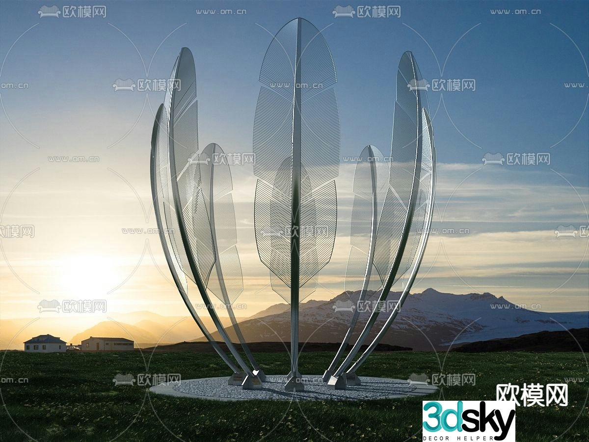 Outdoor Sculpture Feather Sculpture Urban Sketch 3D Model