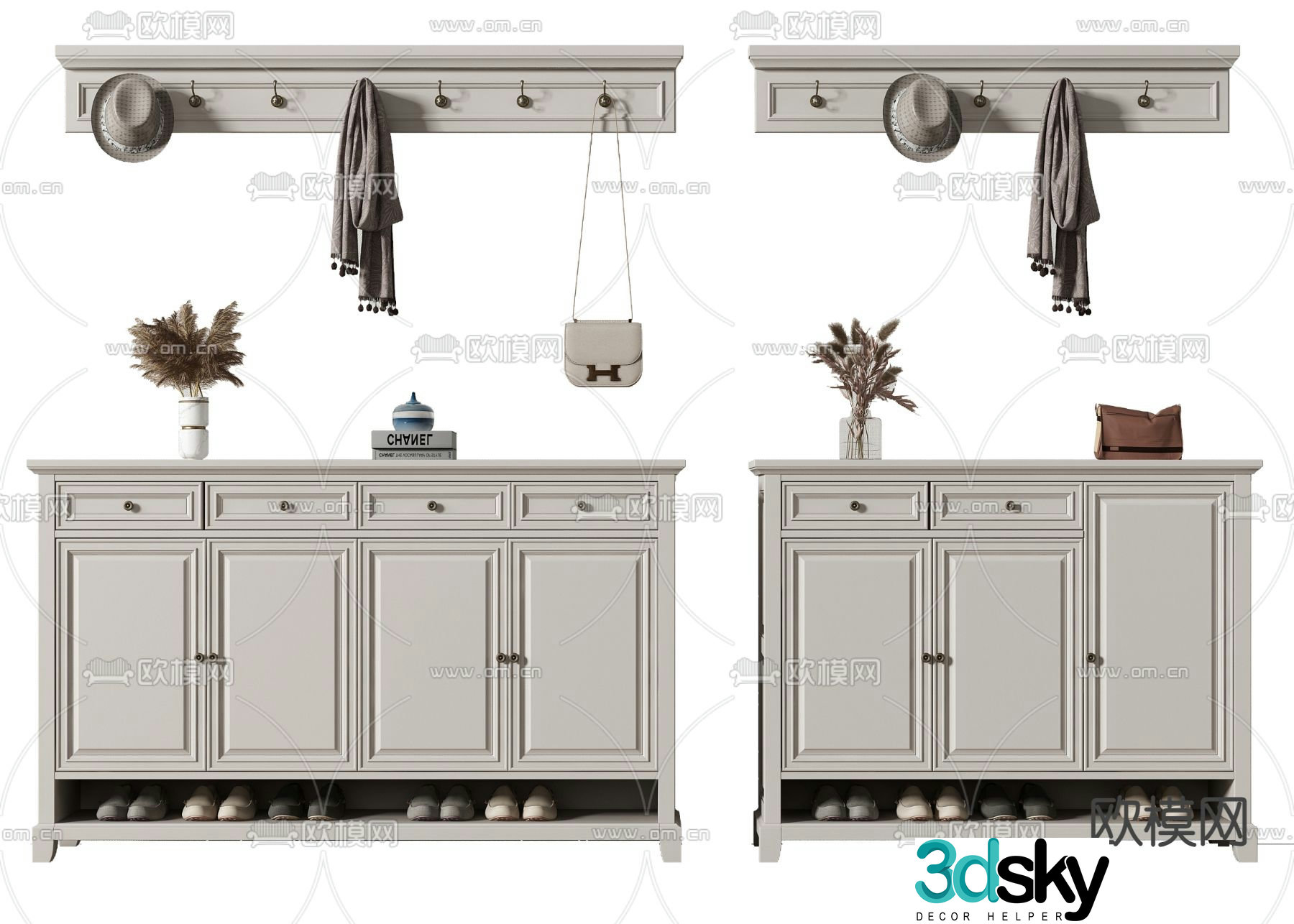 European shoe cabinet 3D model