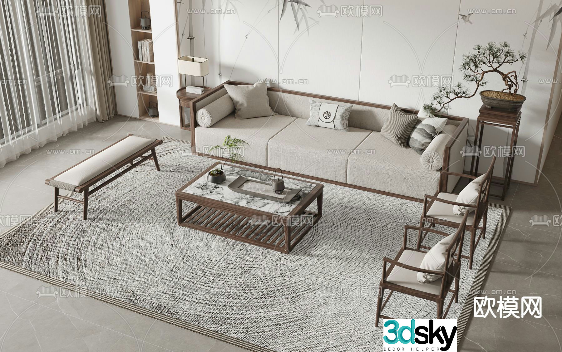 New Chinese style sofa set 3d model