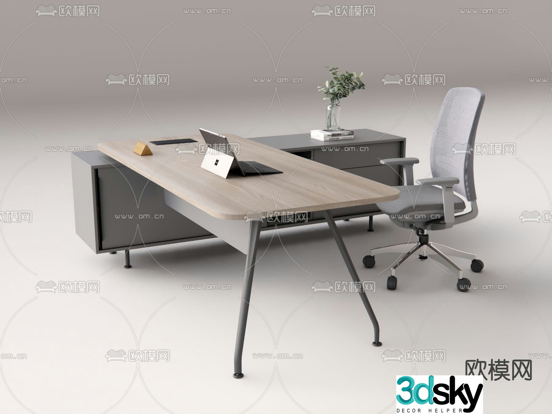 Modern office desk and chair office computer desk and chair 3d model