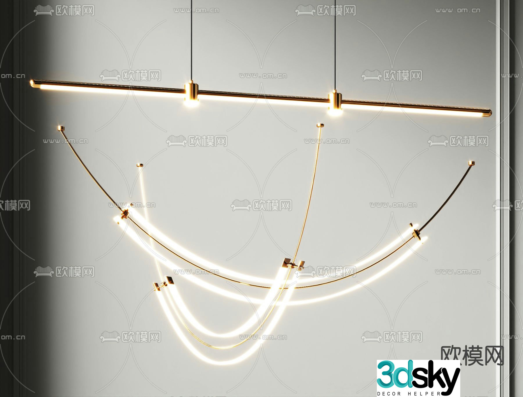 Art chandelier long chandelier 3d model