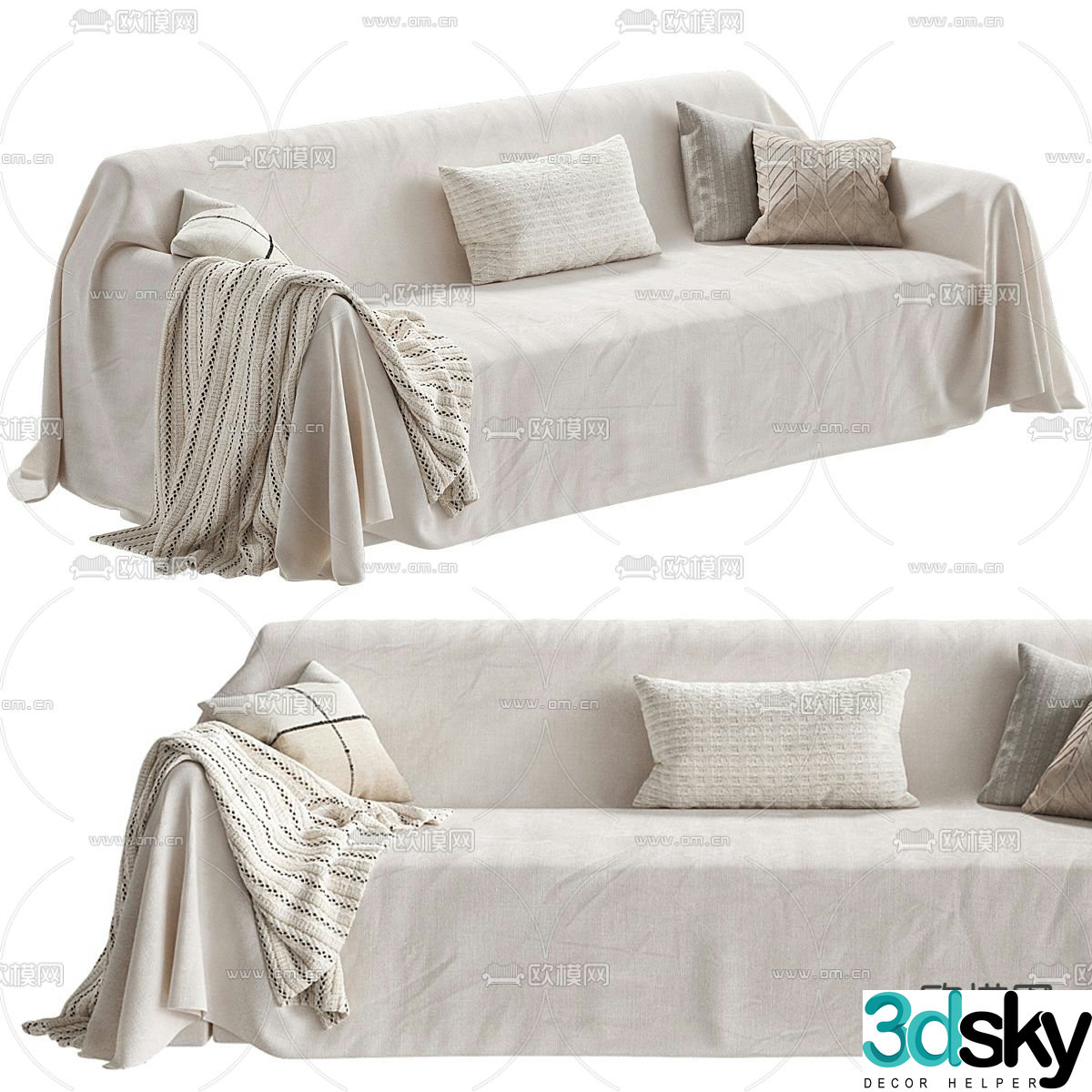 Zara multi-seater sofa skirt sofa 3d model