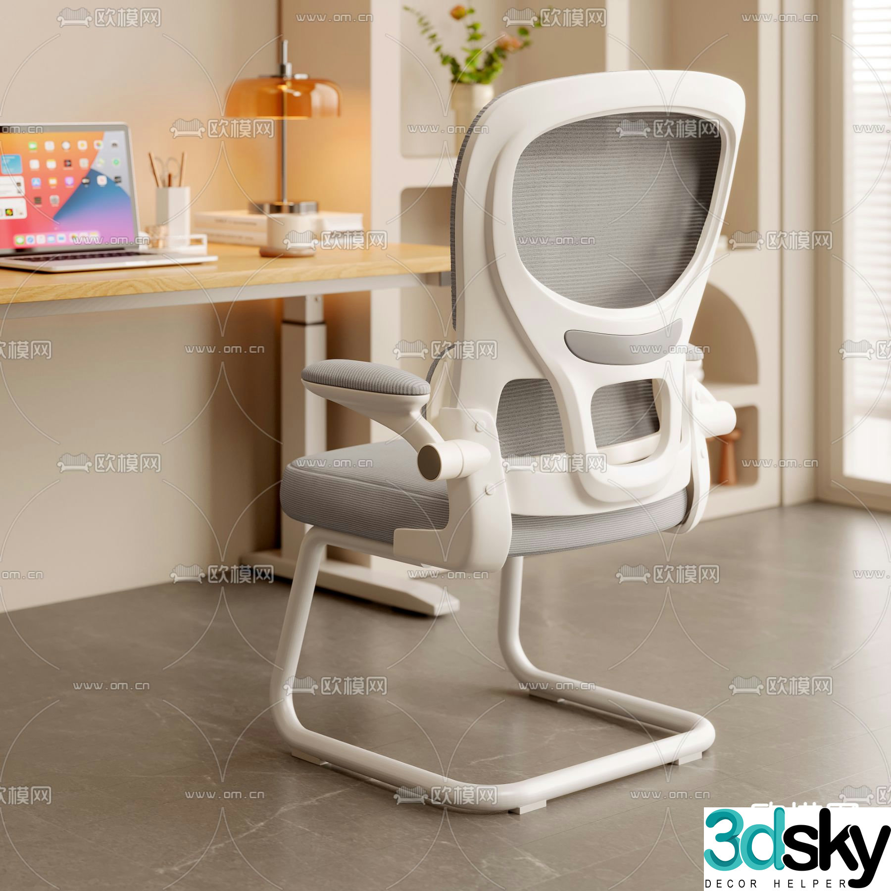 Desk chair computer chair study chair bow chair 3d model