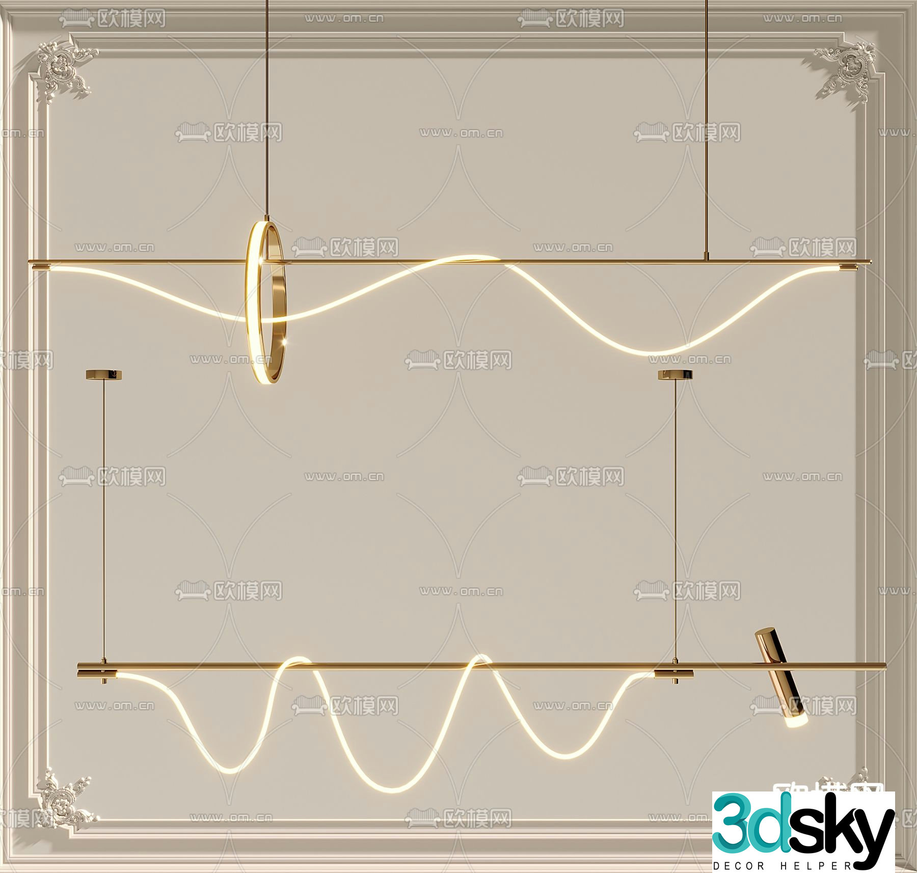 Modern chandelier metal chandelier 3d model