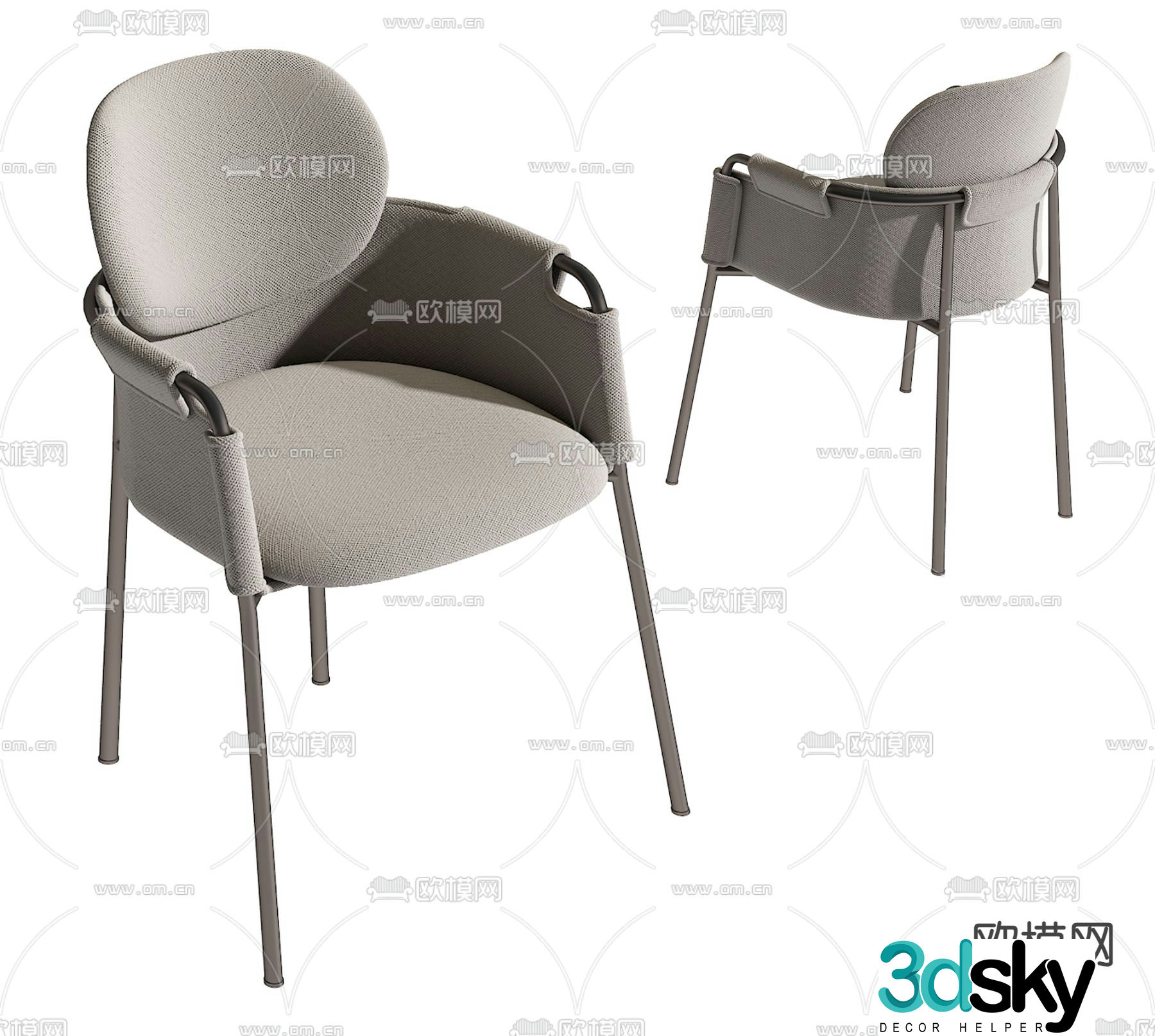 Modern single chair armchair dining chair 3d model