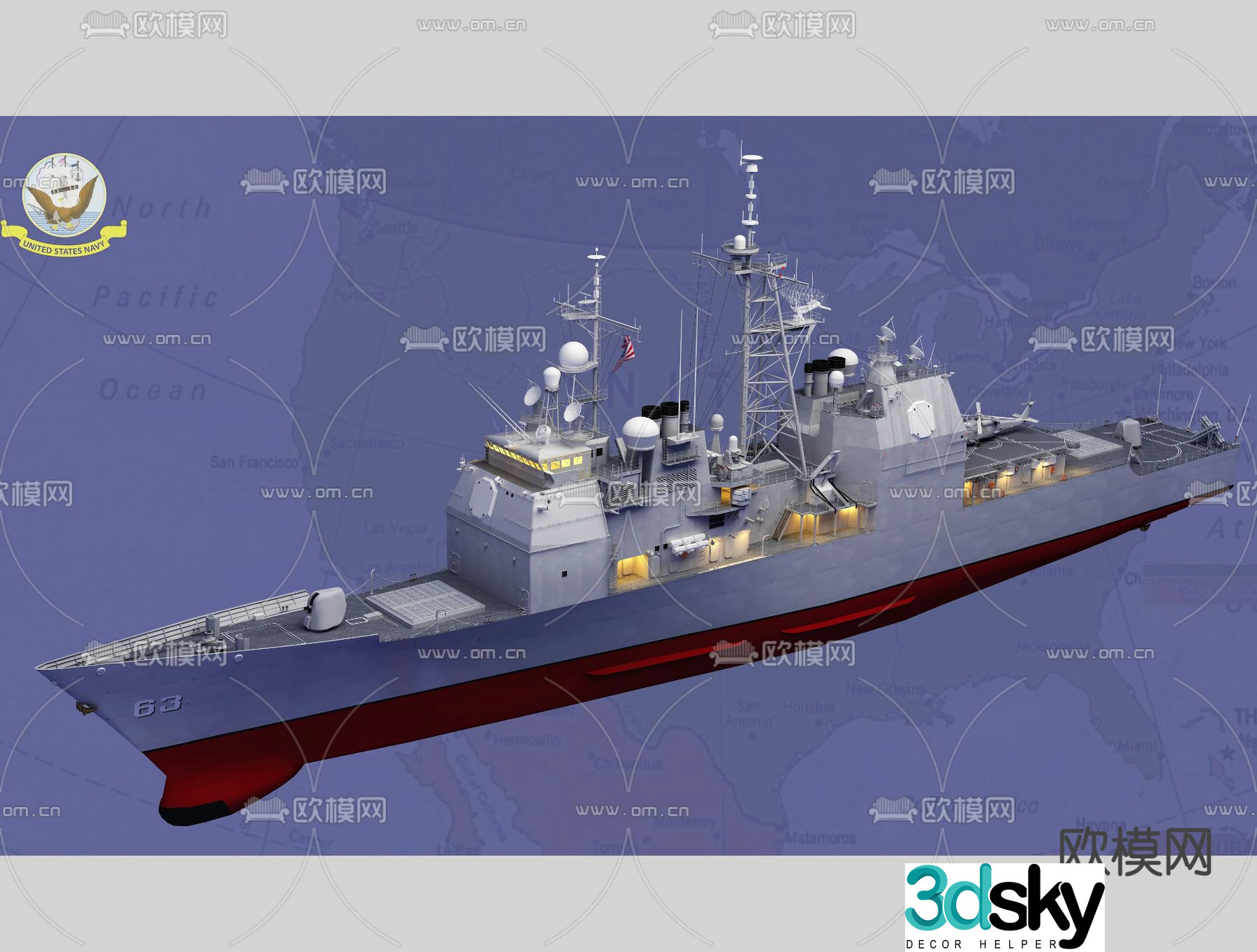 frigate patrol 3d model