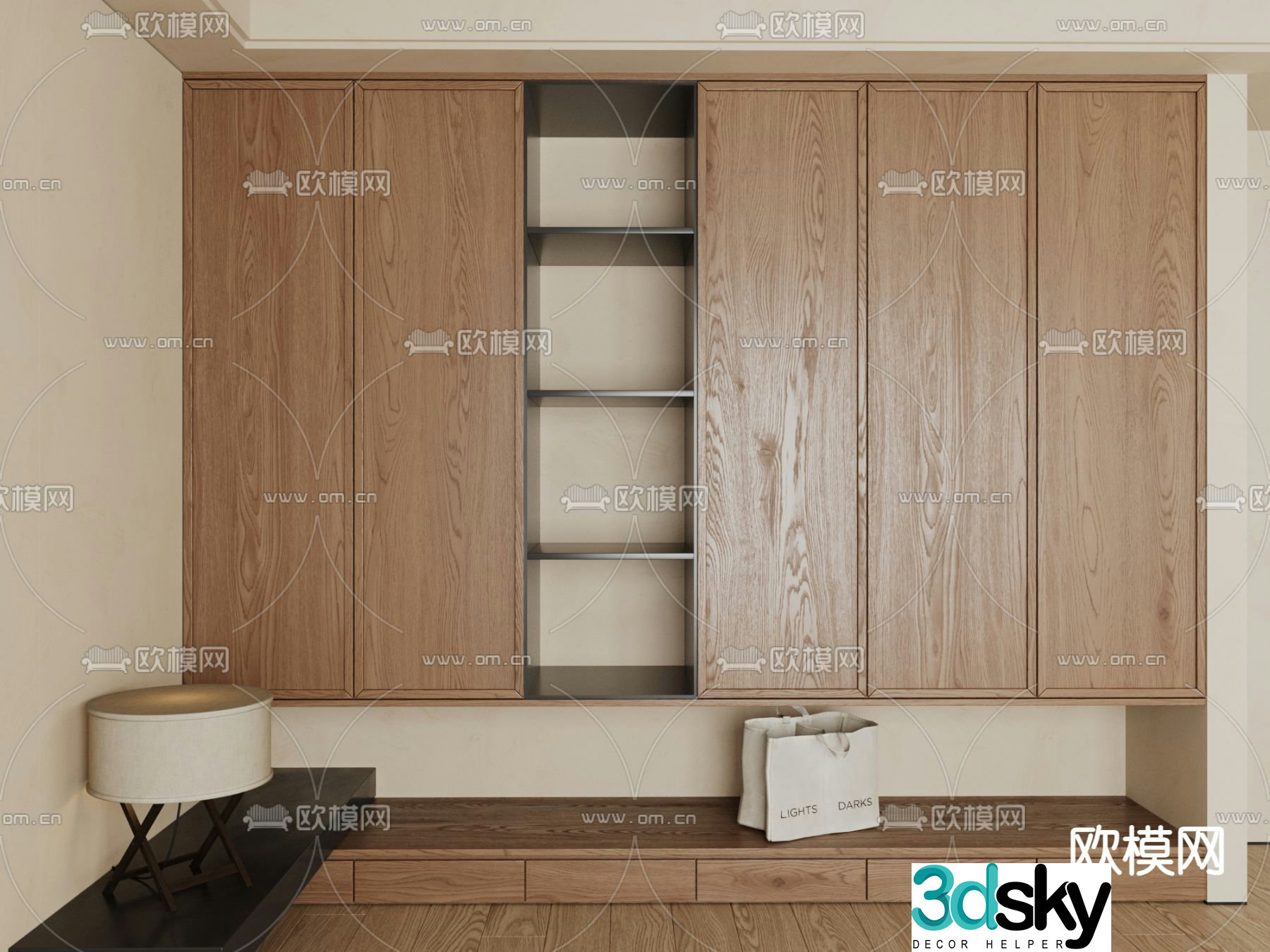Middle-aged wardrobe wardrobe 3d model
