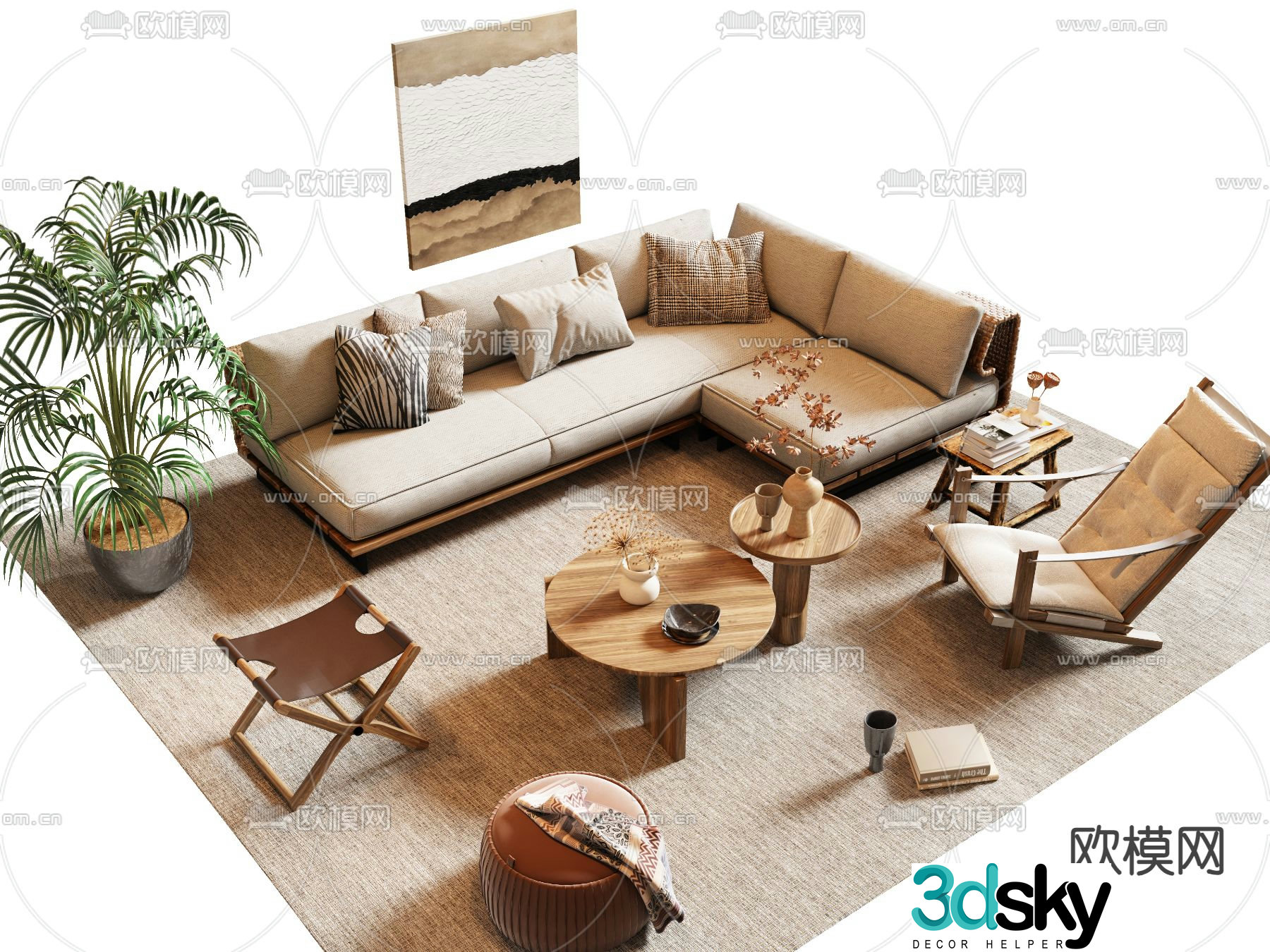Medieval sofa set 3d model
