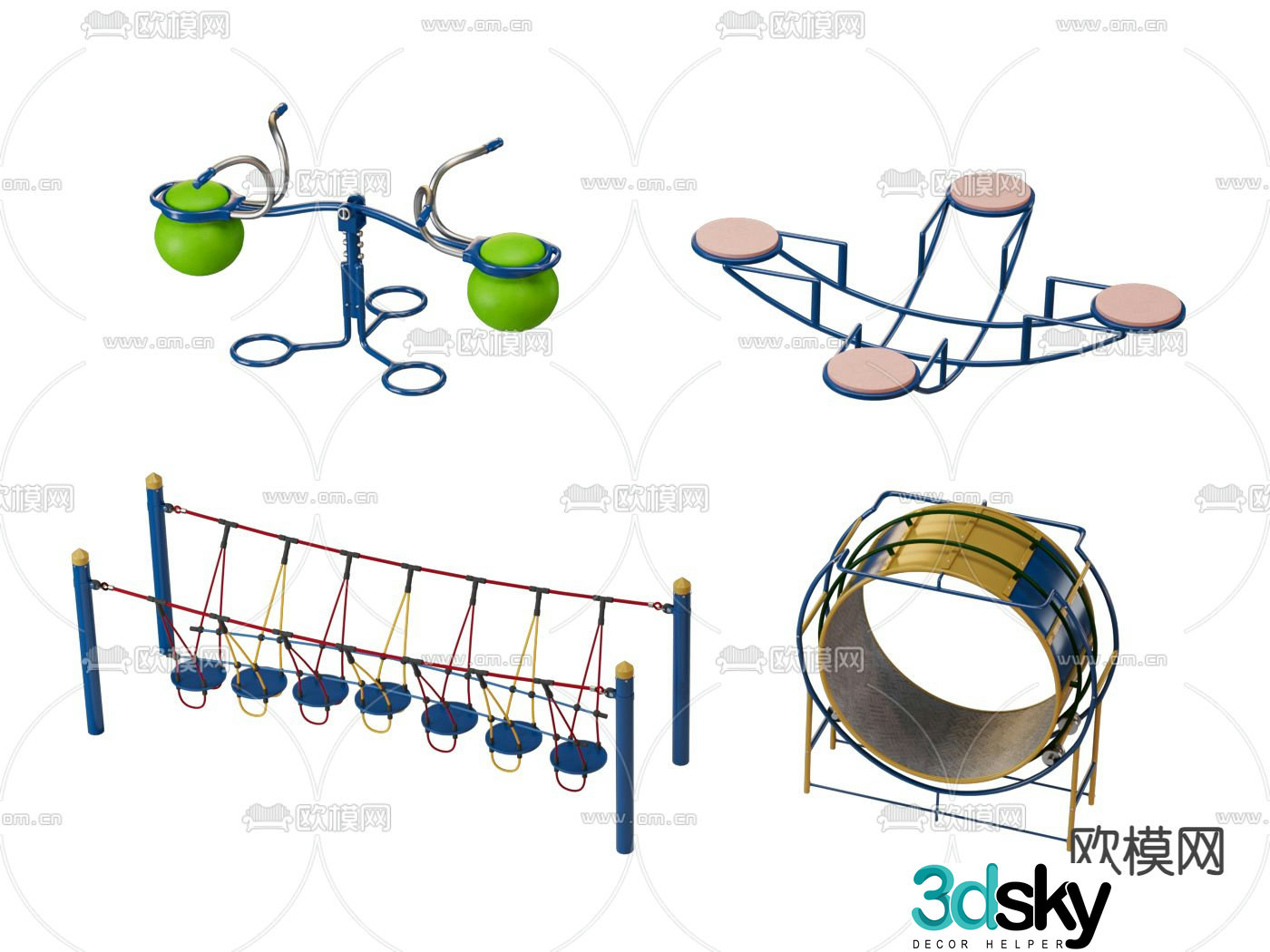 Outdoor fitness equipment sports equipment 3d model