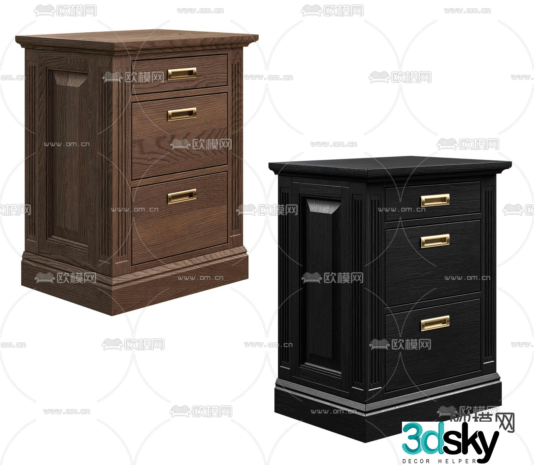 Simple European bedside table 3d model
