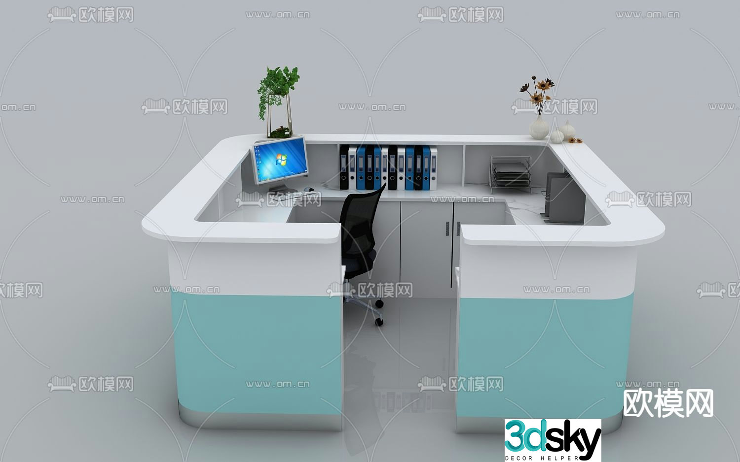Nurse station front desk service desk reception desk 3d model