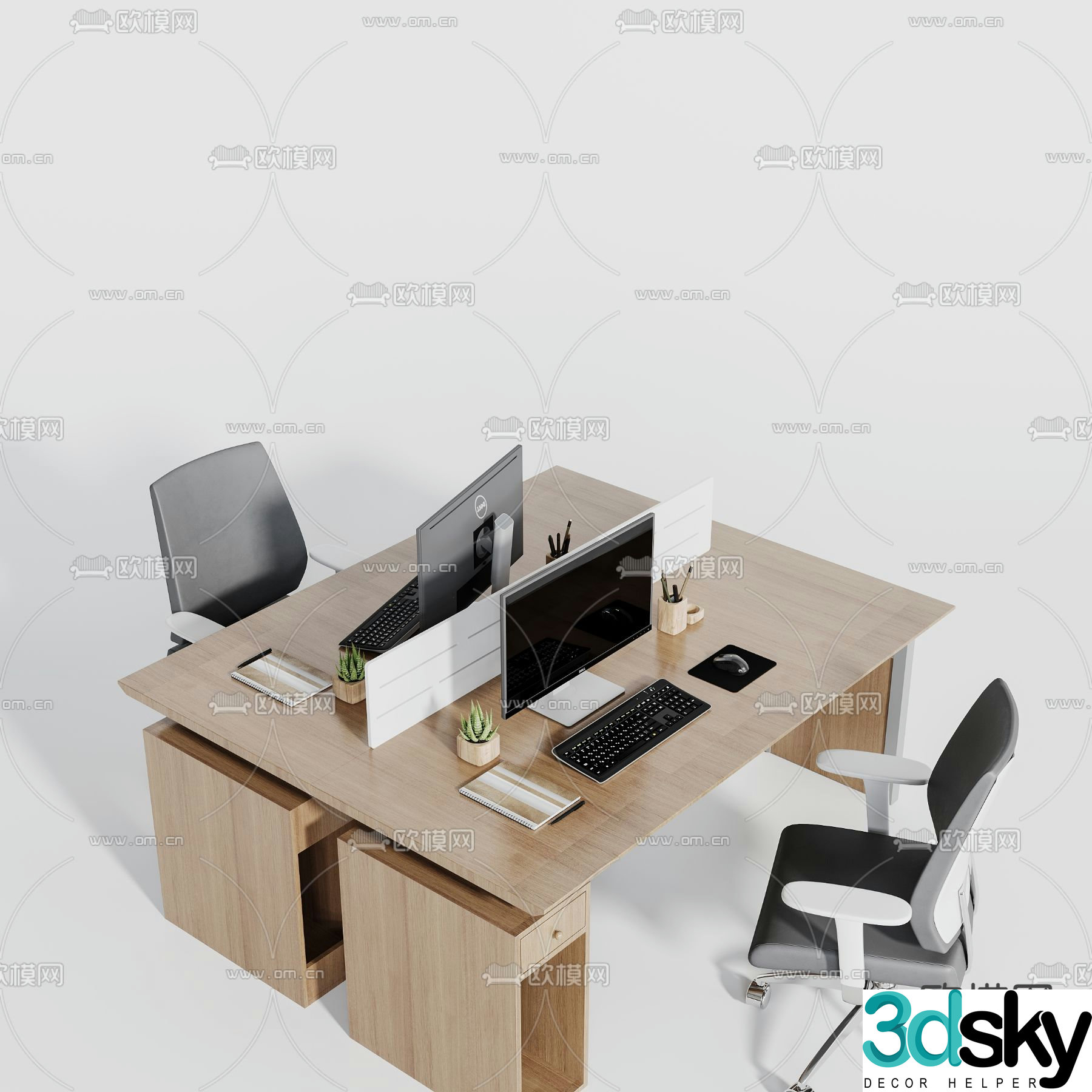 Office desk and chair position workstation 3d model