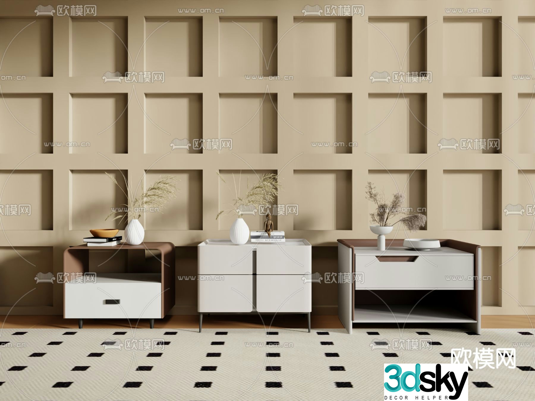 Modern bedside table 3d model